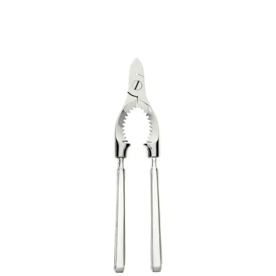 Exceptional Schiavon Ottogonale serving cutlery built with silver and stainless steel, exhibiting a polished reflective finish