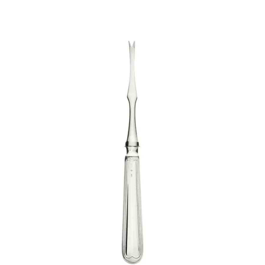 Superior Schiavon Mauriziano seafood cutlery fork crafted from silver-plated alpaca with a highly polished glossy finish