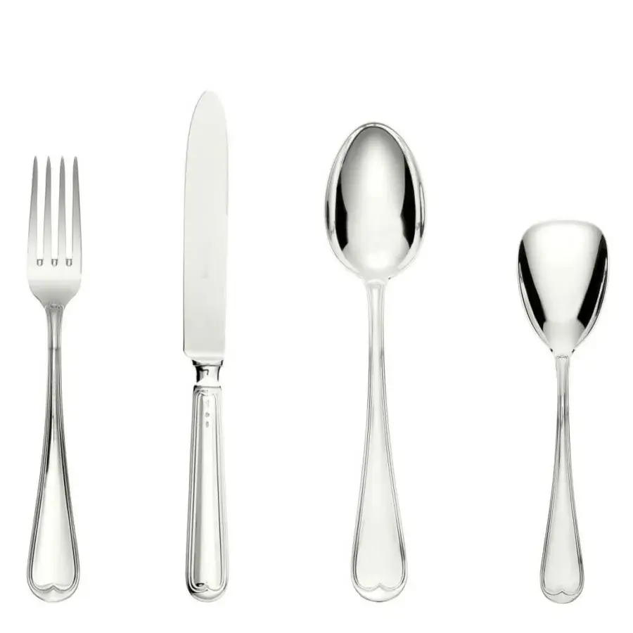 Elegant Schiavon Mauriziano cutlery set in silver or silver-plated alpaca with a highly polished, glossy finish