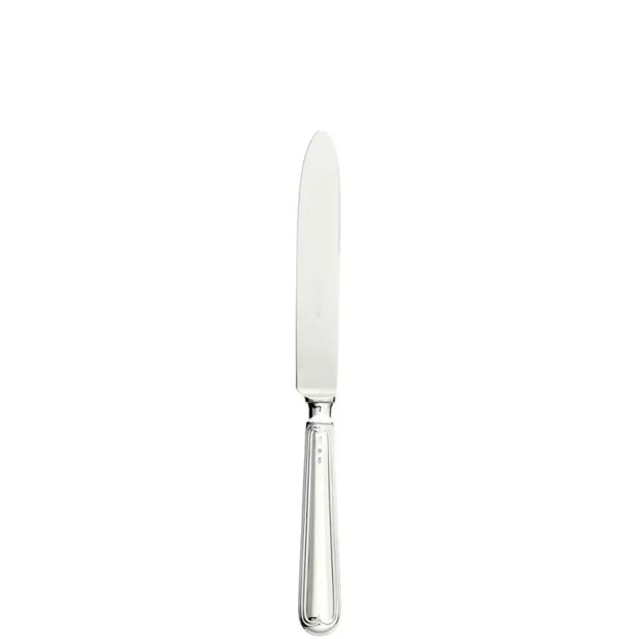 Exceptional Schiavon Mauriziano cutlery knife crafted from silver-plated alpaca with a glossy polished finish and ridged handle