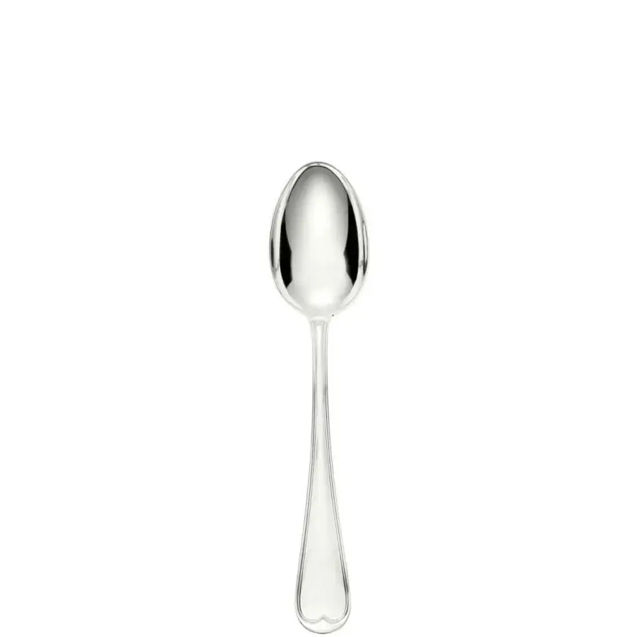Distinguished Schiavon Mauriziano cutlery spoon crafted from silver-plated alpaca with a glossy finish and delicate heart accent