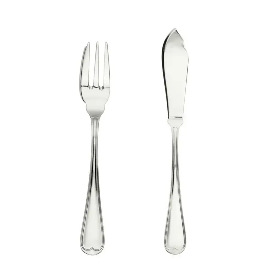 Distinguished Schiavon Mauriziano dessert cutlery crafted from silver-plated alpaca with a polished glossy finish