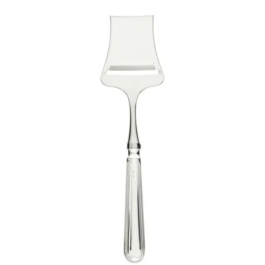 Superior Schiavon Mauriziano Cheese Cutlery crafted in silver-plated alpaca with a polished glossy finish and balanced stainless steel blade