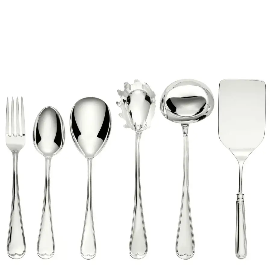 Superior Schiavon Mauriziano serving cutlery crafted from silver or silver-plated alpaca with a polished high-sheen finish