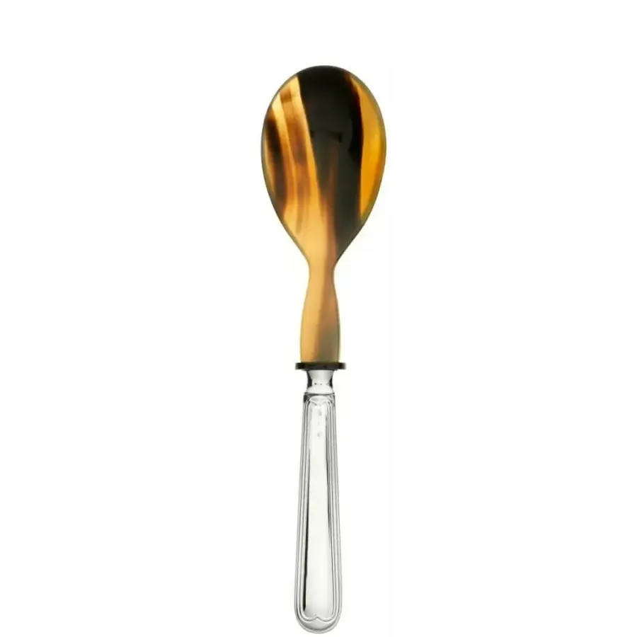 Exceptional Schiavon Mauriziano Salad Serving Cutlery crafted with marbled amber plexiglass and polished silver-plated alpaca handle