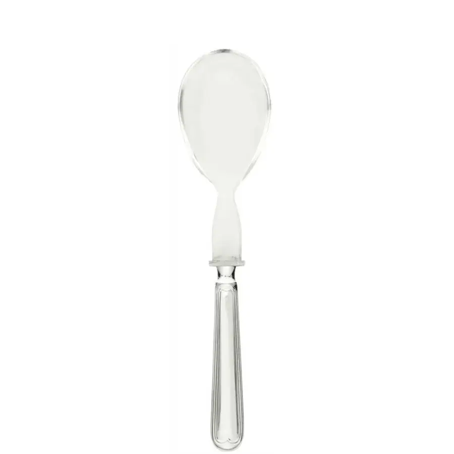 Elegant Schiavon Mauriziano Salad Serving Cutlery Set crafted from silver-plated alpaca with a highly polished, curved form and fluted handle