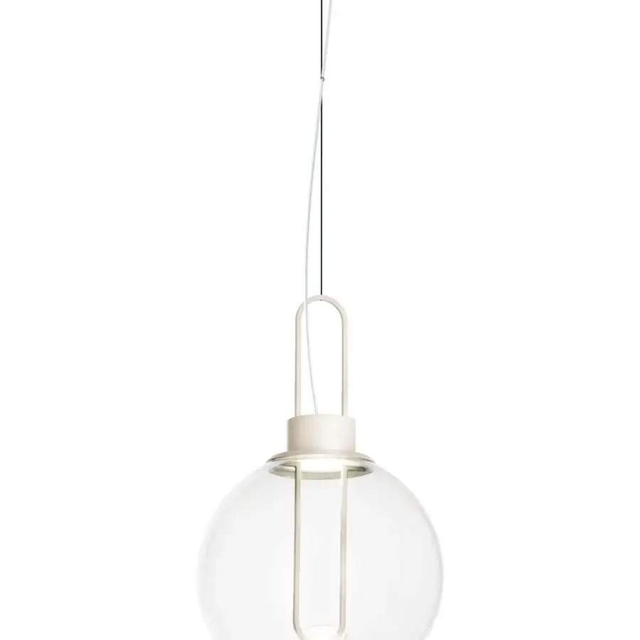 Superior Modo Luce Orb suspension lamp with smoked PMMA globe diffuser and painted metal structure