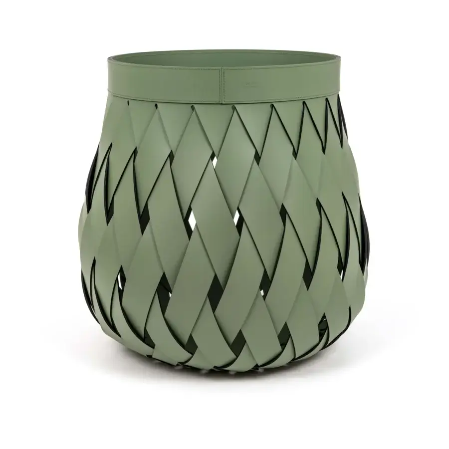 Elegant Pinetti Canaria basket with geometric pattern crafted from eco-friendly leather and a matte finish