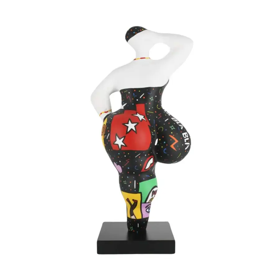 Exceptional Juliarte Baila sculpture crafted in stone powder and fiberglass with vibrant pop art patterns and matte white finish