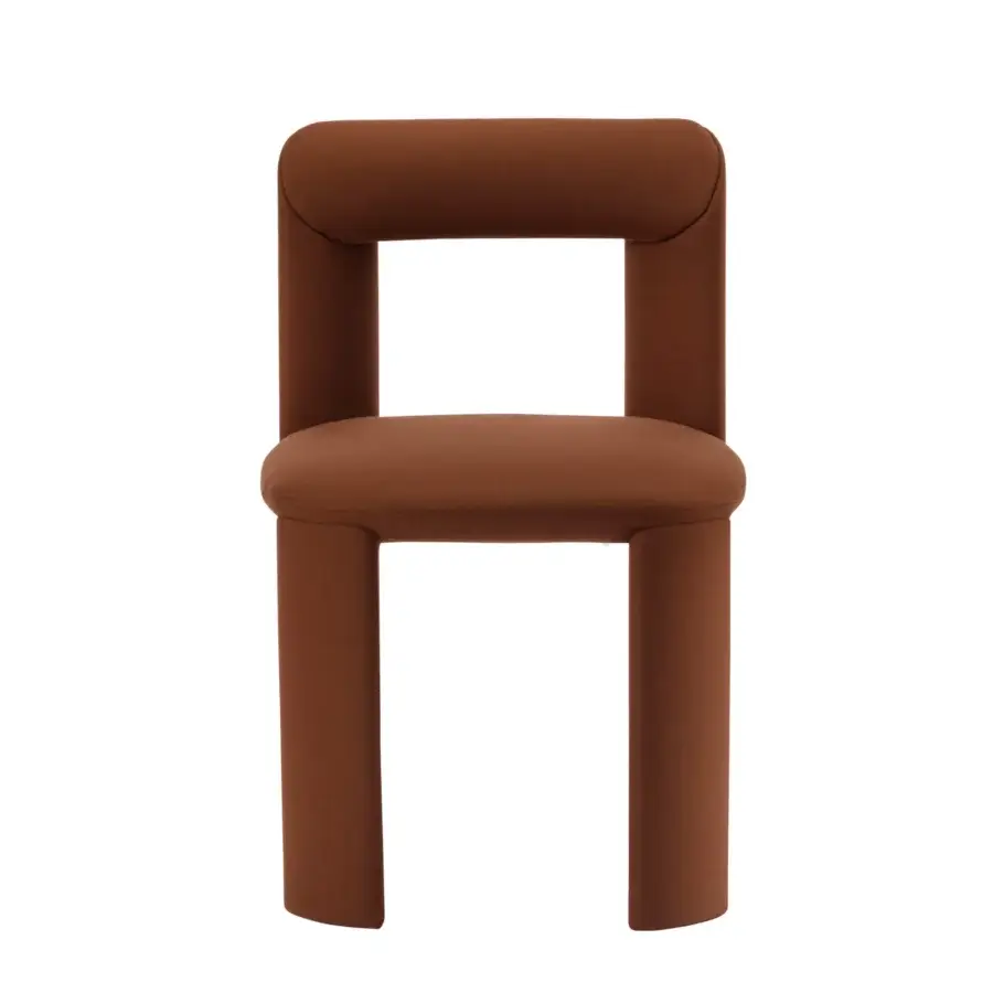 Distinctive Miniforms Amia chair crafted in Italy with warm earthy brown fabric and a matte finish