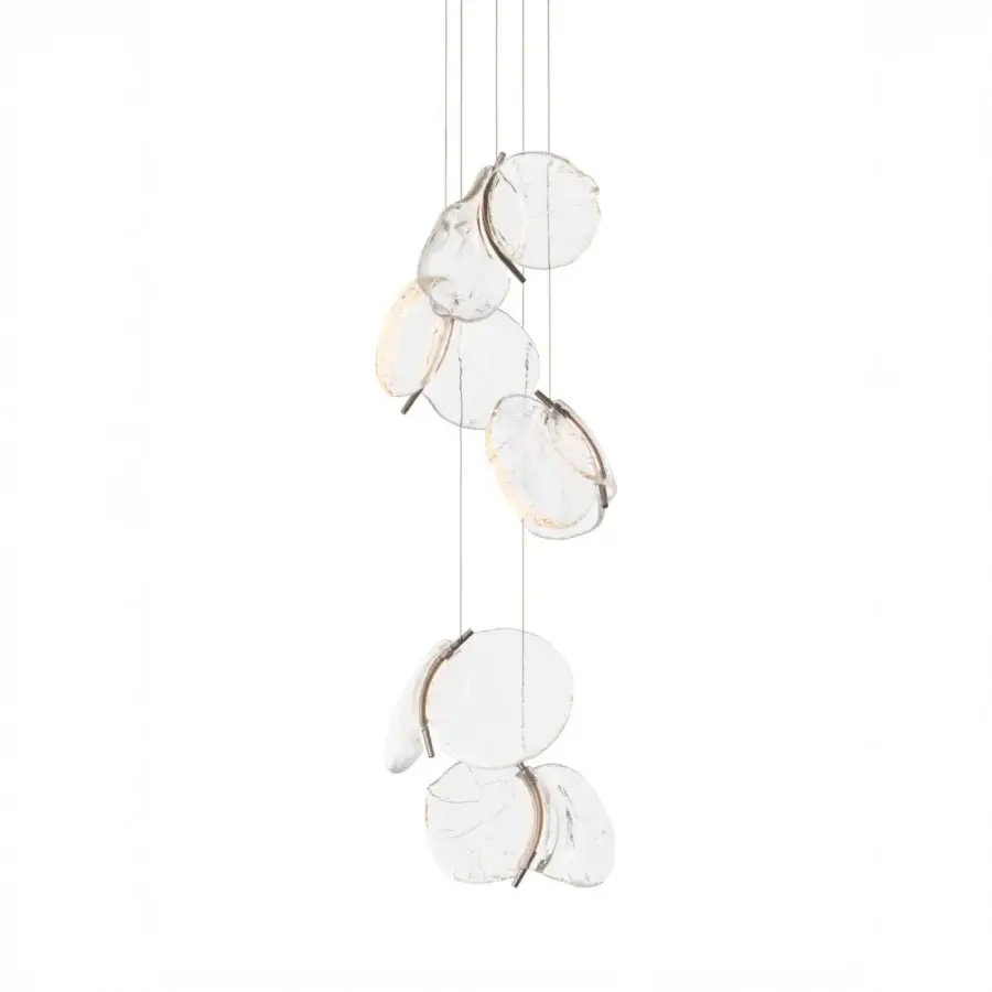 Captivating Bocci 141 Random suspension lamp with hand-blown glass pendants and glossy finish emitting warm golden light