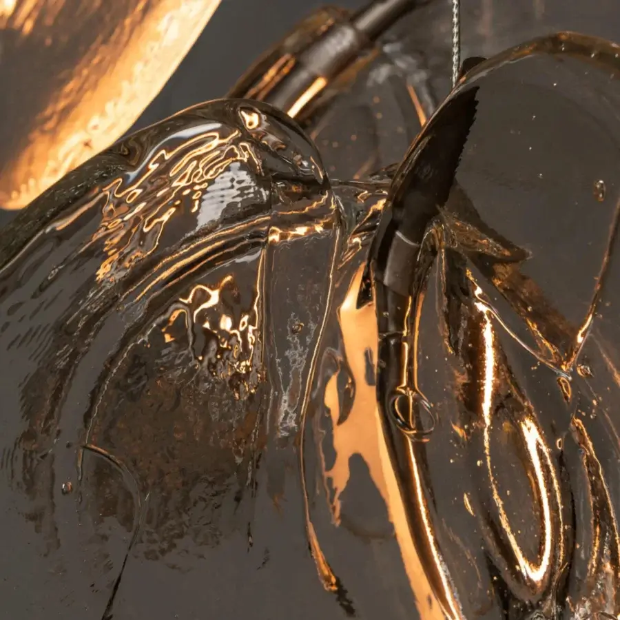 Distinguished Bocci 141 Random suspension lamp with hand-blown glass pendants and white-powder coated canopy