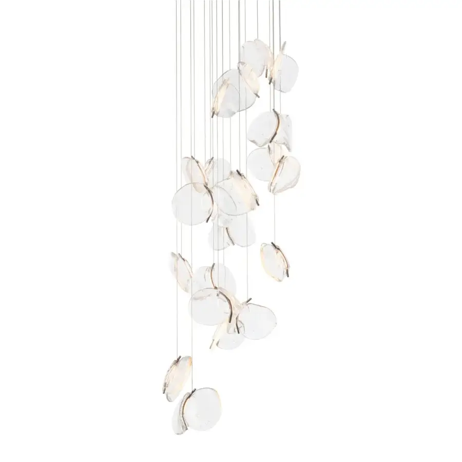Exclusive Bocci 141 Random suspension lamp with translucent white hand-blown glass pendants and white-powder coated canopy