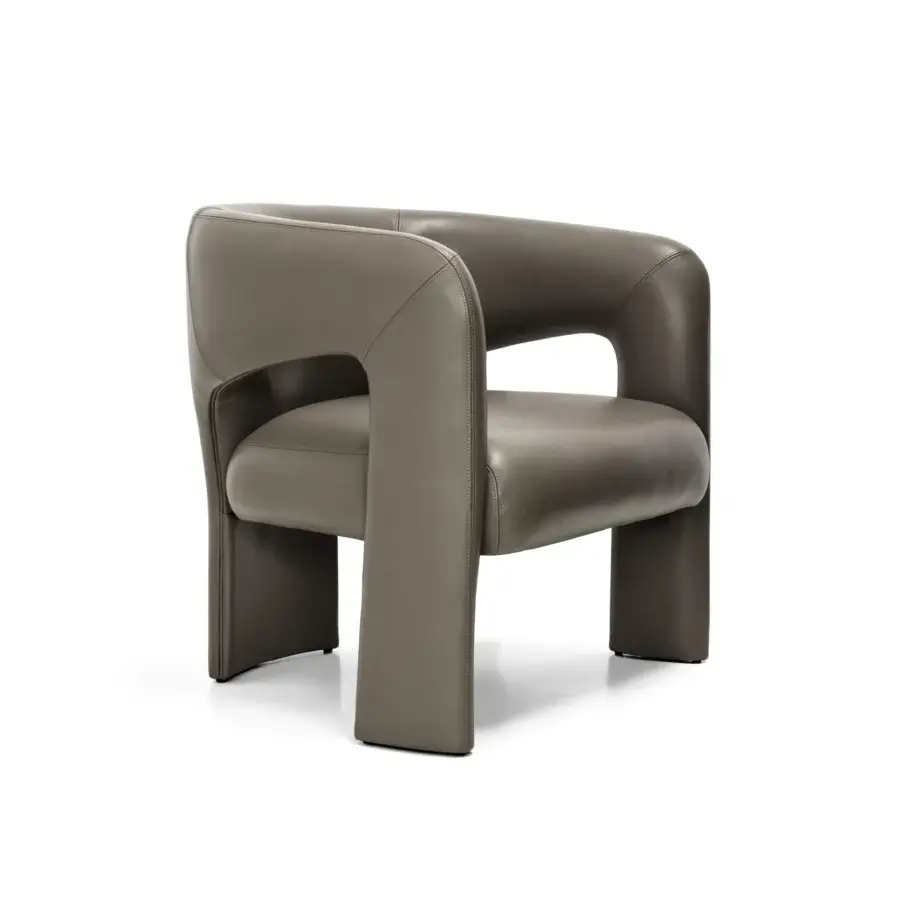 Distinguished Arketipo Sienna Grand Lounge Chair with grayish-taupe upholstery and supportive legs offers balanced form and enveloping comfort