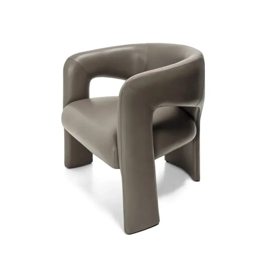 Superior Arketipo Sienna Grand lounge chair in smooth matte leather with a balanced rounded silhouette