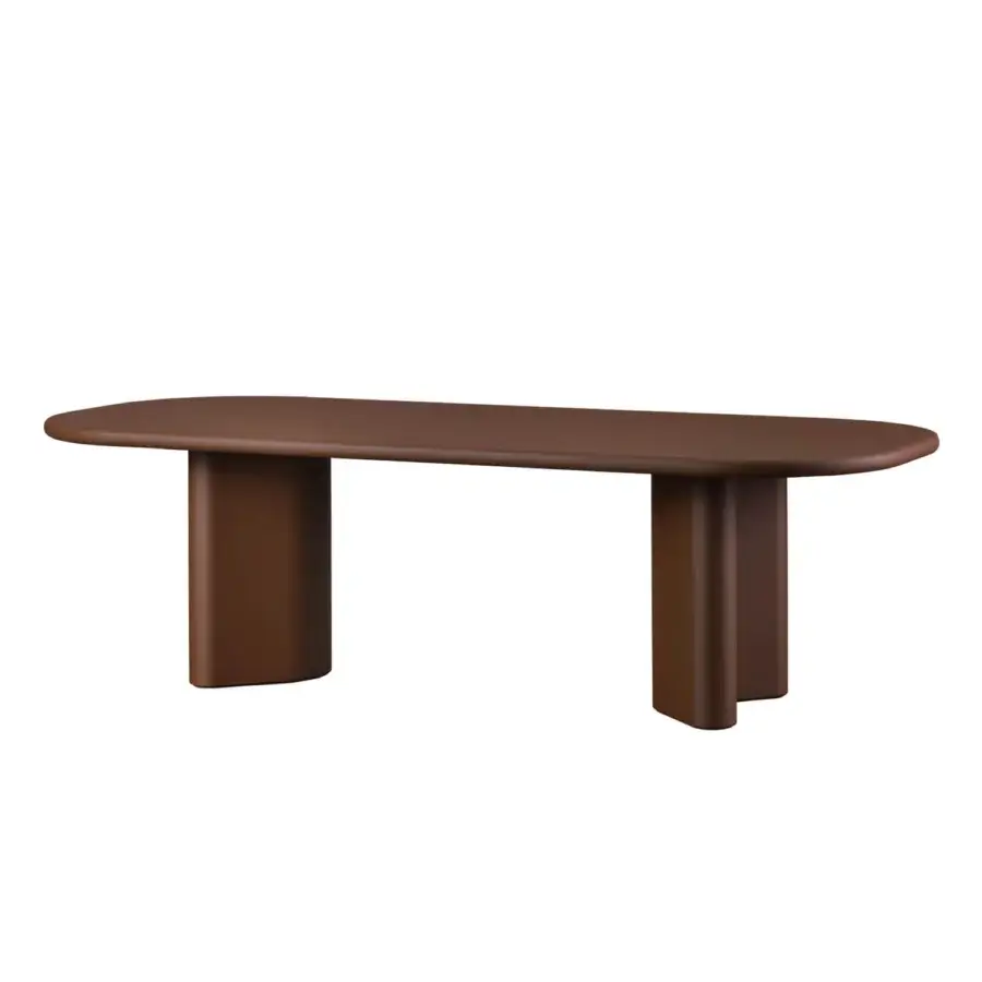Elegant Miniforms Bonbon table crafted in Italy with a satin wood finish and reddish-brown tone presents a minimalist form