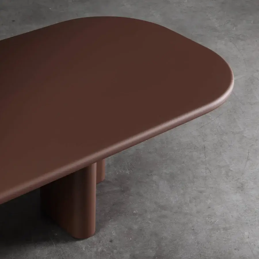 Exceptional Miniforms Bonbon table crafted in Italy with terracotta opaque synthetic material and matte finish