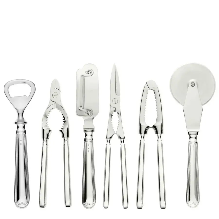 Exceptional Schiavon Mauriziano serving cutlery crafted in silver-plated alpaca with harmonious lines and a bright finish