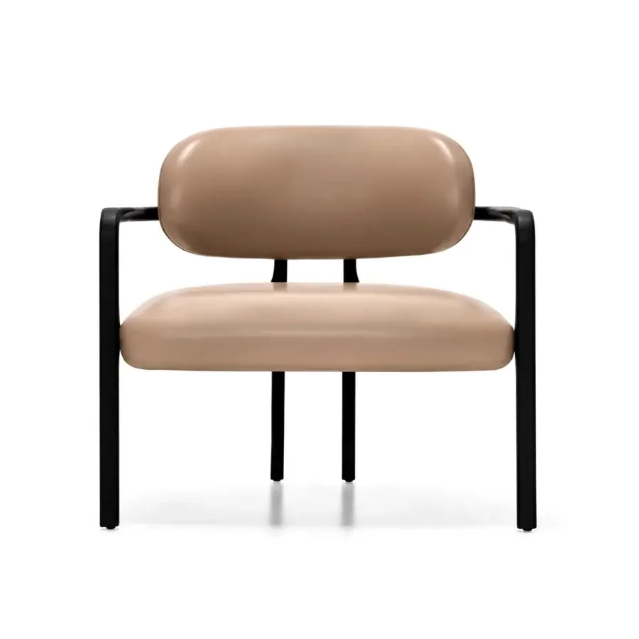 Distinguished Arketipo Brasilia lounge chair crafted with black ash wood and light tan matte synthetic material