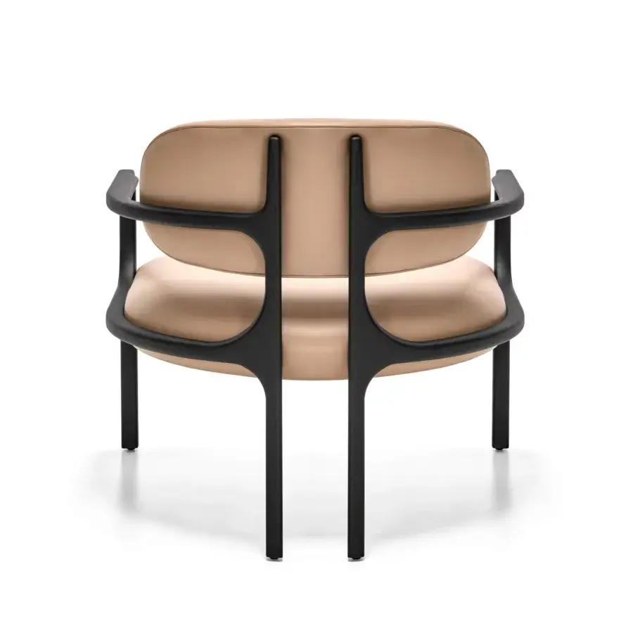 Superior Arketipo Brasilia lounge chair in light tan fabric with black ash wood frame and matte finish