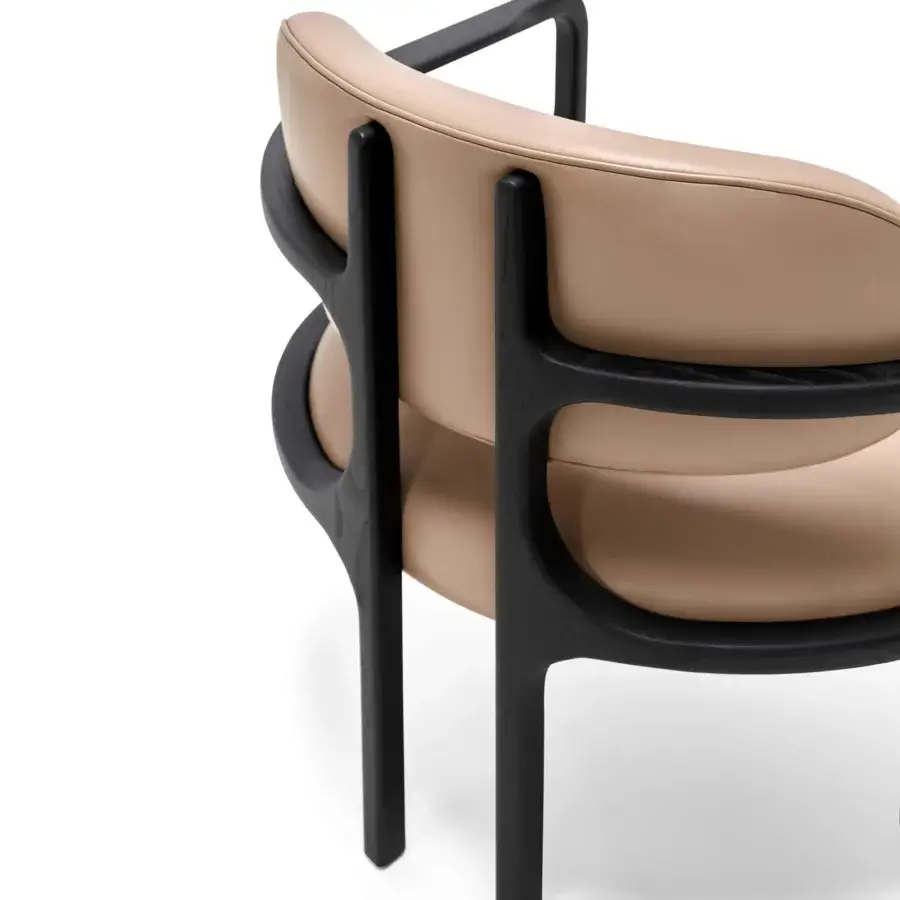 Distinguished Arketipo Brasilia lounge chair crafted in light tan upholstery with a black ash wood structure