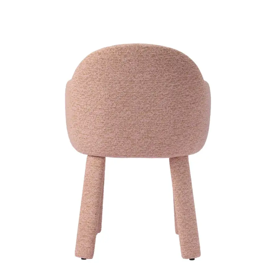 Sophisticated Miniforms Iola Socks chair sculpted in expanded polyurethane with textured pinkish-beige textile upholstery