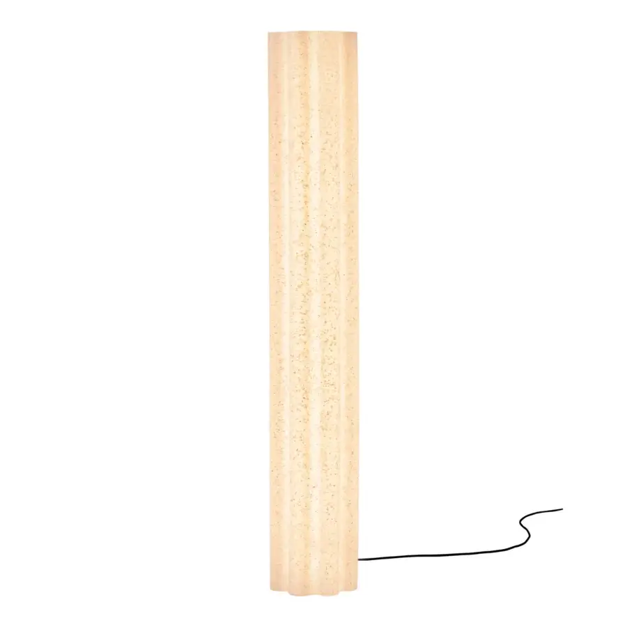Exceptional Miniforms Lucerama floor lamp with slender cylinder crafted in undulating recycled PE and frosted fluted texture