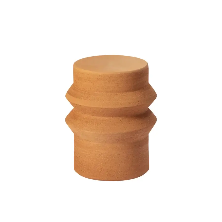 Elegant Miniforms Milo and Mila side table with geometric form crafted in light brown wood and matte finish