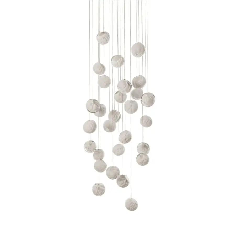 Captivating Bocci 118 Random Suspension Lamp with hand-blown glass pendants and white-powder coated rods
