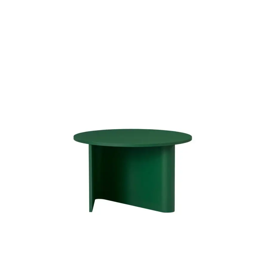 Elegant Miniforms Nami coffee and side table in deep green bent wood with smooth lacquered finish