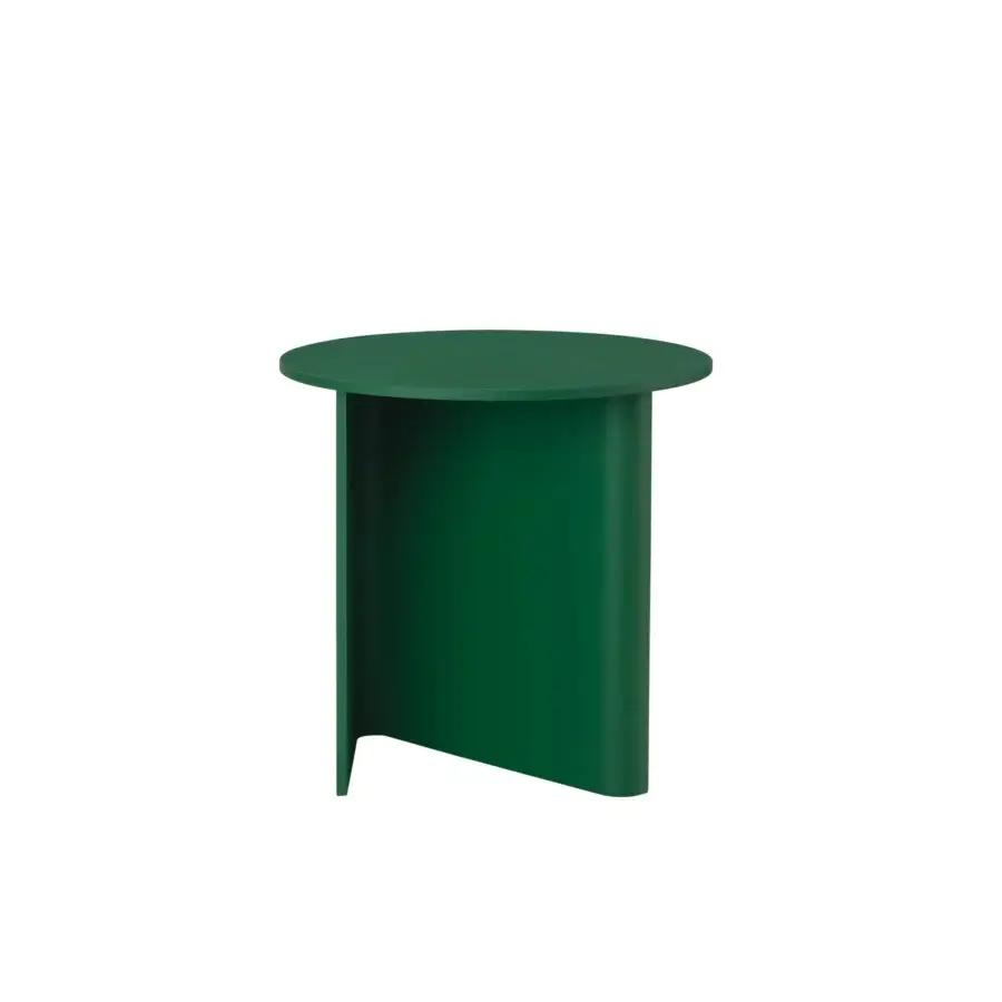 Superior Miniforms Nami coffee and side table in saturated green with sculpted bent wood and lacquered finish