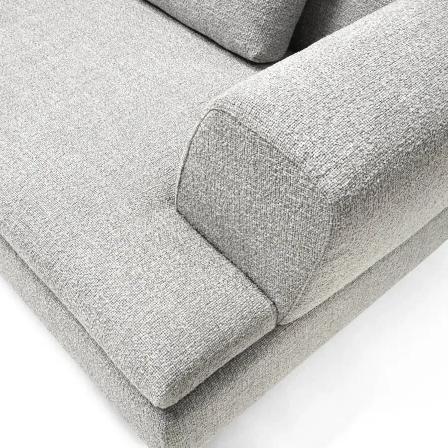 Elegant Arketipo Good Times sofa with light gray textured textile upholstery and matte finish