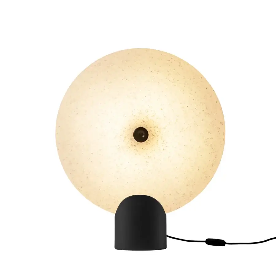 Elegant Miniforms Rificolona table lamp crafted with a translucent recycled polyethylene shade and Black Ash wood base