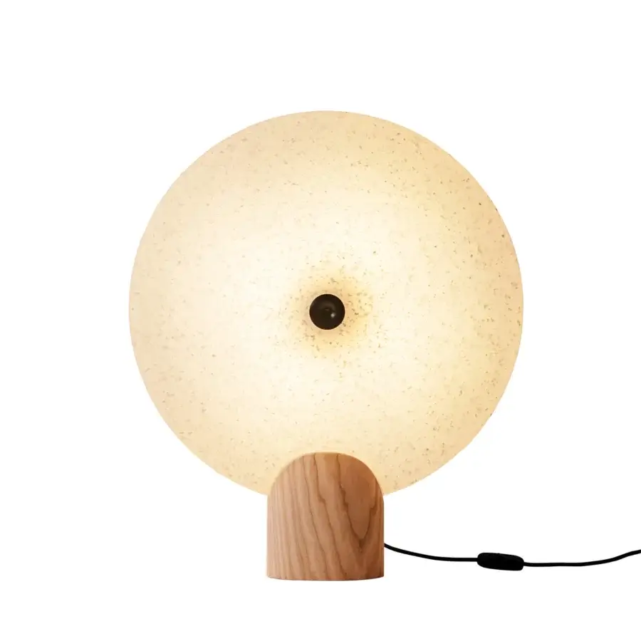 Superior Miniforms Rificolona table lamp with recycled polyethylene shade and Black Ash wood base crafted in Italy