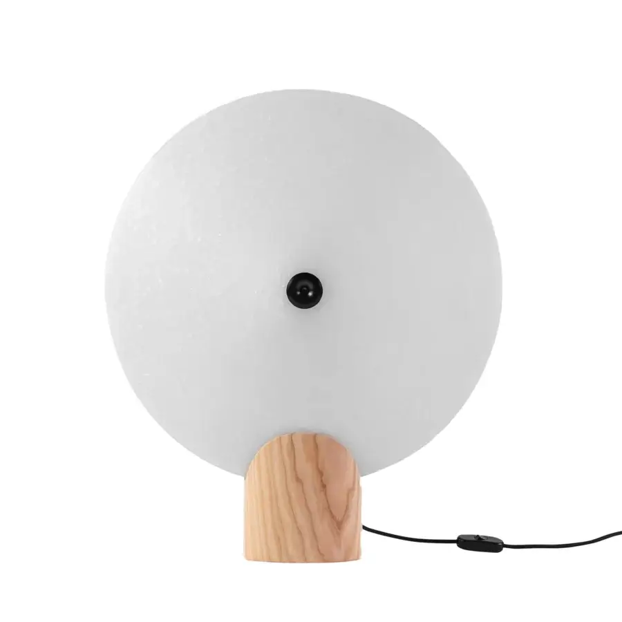 Distinguished Miniforms Rificolona table lamp crafted with recycled polyethylene shade and Black Ash wood finish