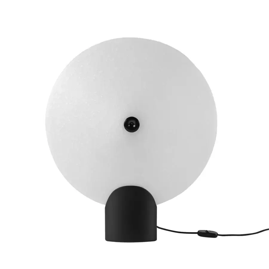 Exceptional Miniforms Rificolona table lamp crafted with recycled polyethylene shade in white and Black Ash finish