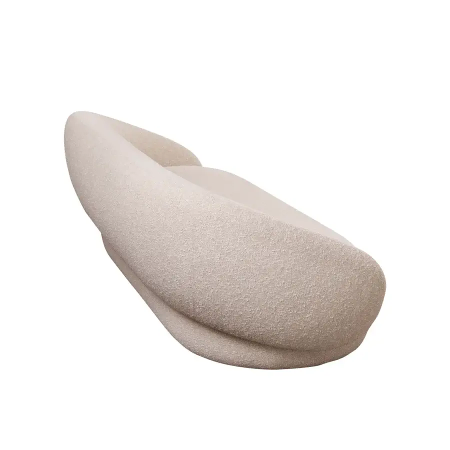 Lavish Miniforms Nebulone sofa with uniquely enveloping form upholstered in textured light beige textile material with matte finish