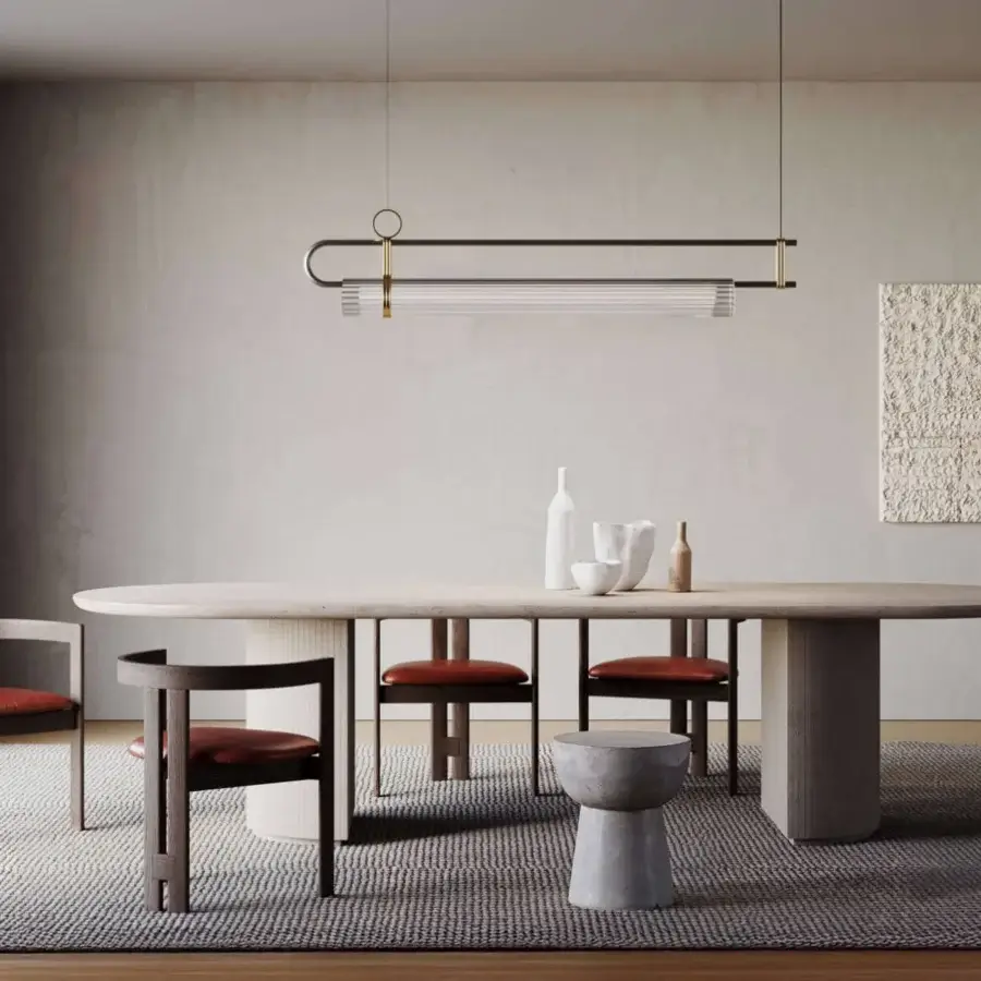 Elegant Italamp Coulisse suspension lamp crafted in iron grey metal with warm brass details and ribbed glass diffuser