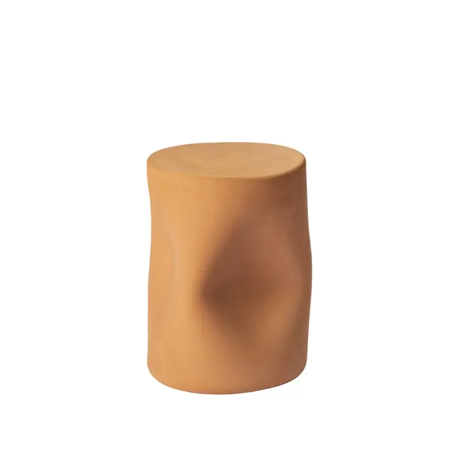 Distinguished Miniforms Toblo side table with uniquely sculpted terracotta form and smooth matte surface