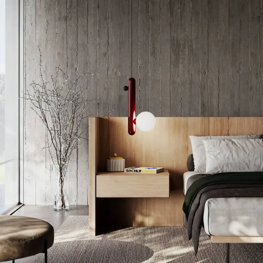 Elegant Italamp Gocce suspension lamp with a white glass diffuser and dark reddish-brown satin finish polymer structure