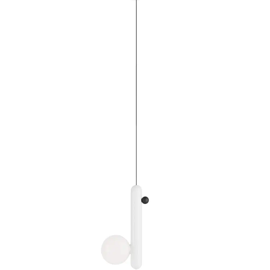 Exceptional Italamp Gocce suspension lamp crafted in polymer with matte white glass and a delicate metal accent