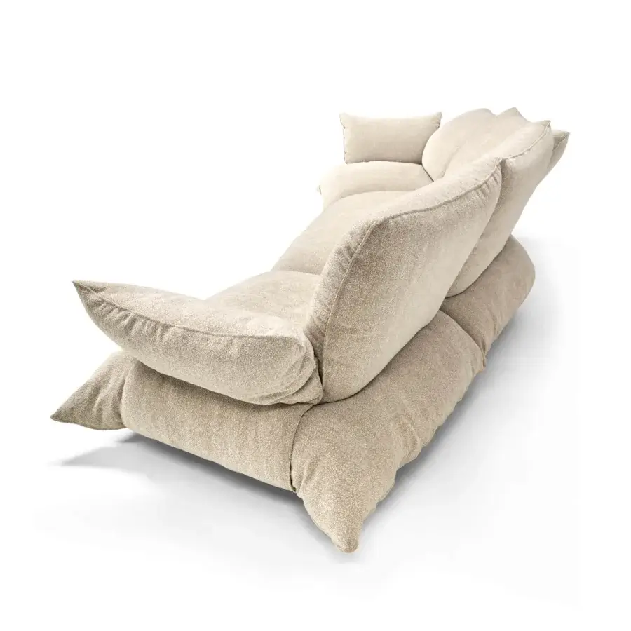 Exceptional Arketipo Bodyguard sectional with textured beige textile and matte finish offering enveloping comfort