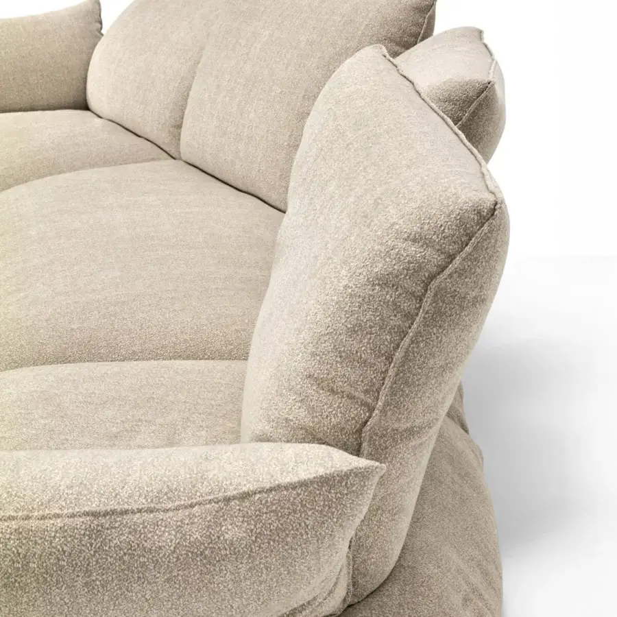 Superior Arketipo Bodyguard sectional in textured beige textile exhibits a contemporary low profile crafted in Italy