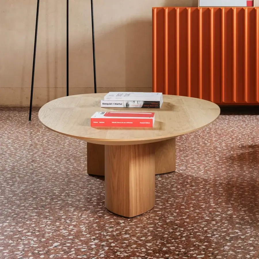 Superior Miniforms Plautino coffee table in solid wood with warm brown finish and smooth satin texture