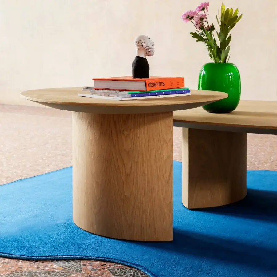Exceptional Miniforms Plautino side table crafted in medium brown wood with a satin finish