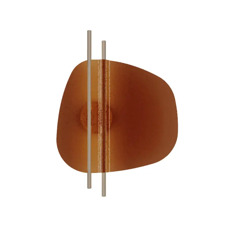 Elegant Italamp Clip wall lamp crafted in amber-brown art glass with a shiny bronze metal finish delivers a refined ambiance