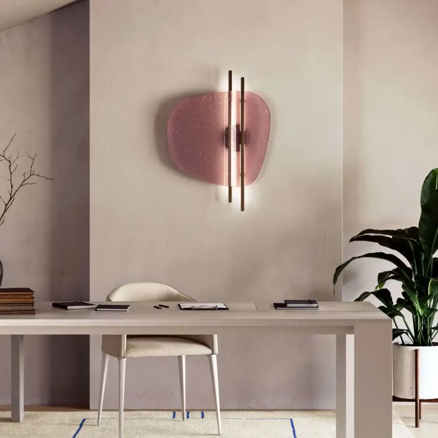 Exceptional Italamp Clip wall lamp crafted in amethyst art glass with shiny bronze finish