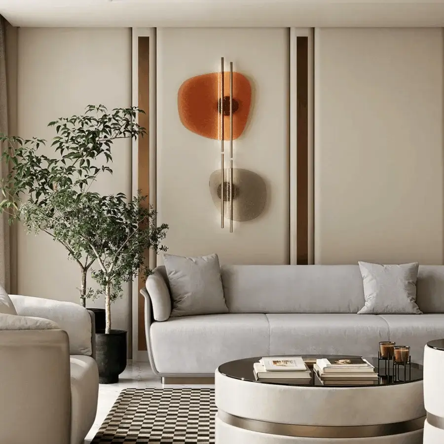 Distinguished Italamp Clip wall lamp crafted in metal with thermoformed art glass and warm orange-brown metallic finish