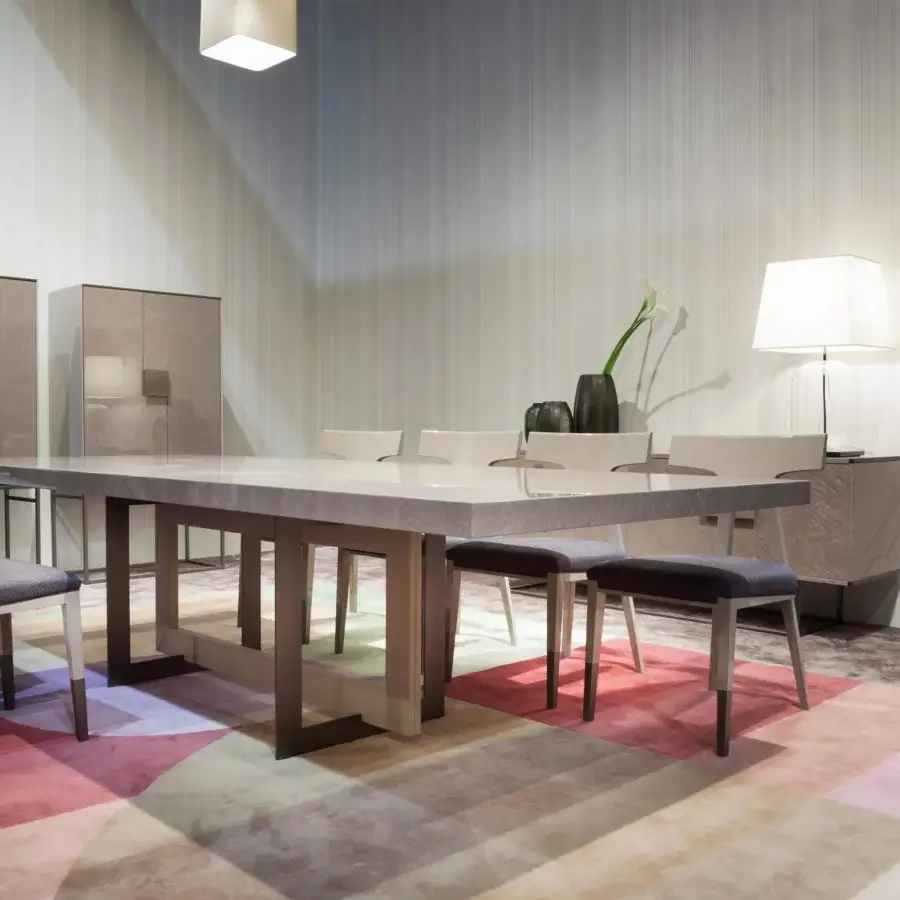 Distinguished Costantini Pietro Blade table with wood and chromed metal base, showcasing a matte and satin finish