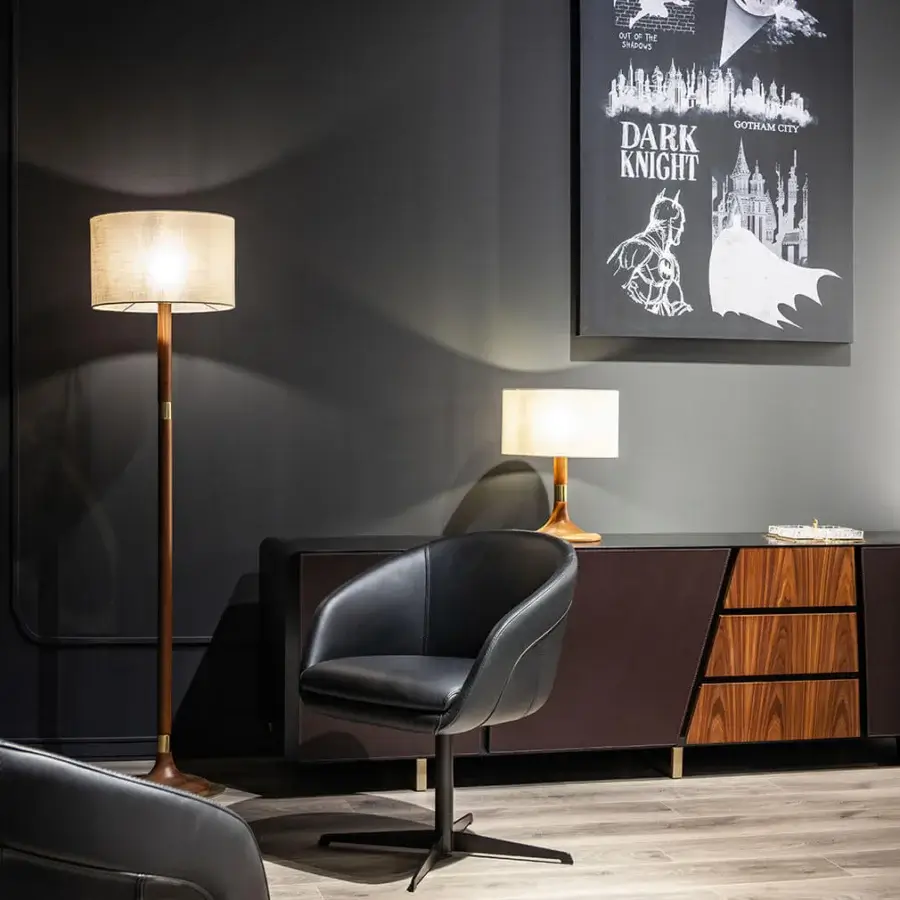 Superior WAYNE Enterprises WE-177 sideboard with lacquered structure, ceramic marble doors and wood veneer, exhibiting a satin finish